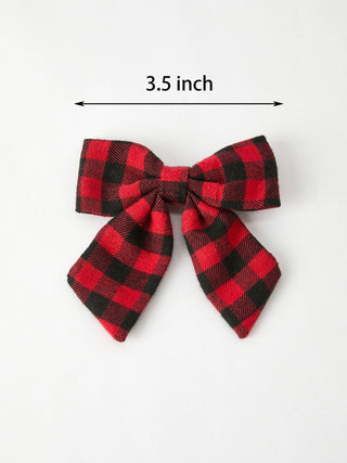 Winter Christmas Plaid Bow Hair Clip Rylee Faith Designs