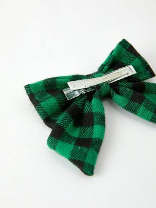 Winter Christmas Plaid Bow Hair Clip Rylee Faith Designs