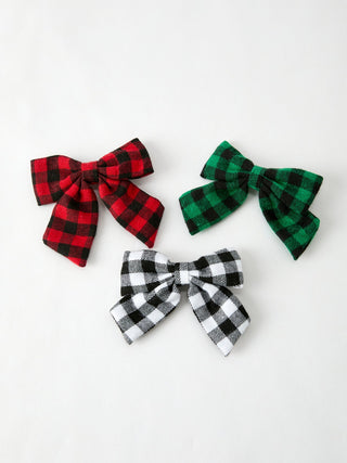 Winter Christmas Plaid Bow Hair Clip Rylee Faith Designs