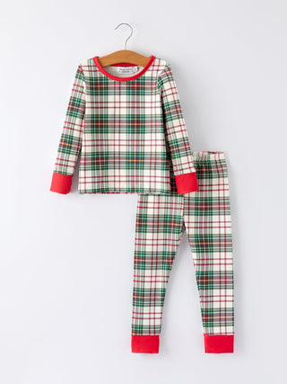 Mommy & Me Christmas Plaid Girls Pajamas Set with Long Sleeves and Red Cuffs Pajamas Rylee Faith Designs Size: 2 style: KIDS