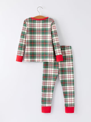 Mommy & Me Christmas Plaid Girls Pajamas Set with Long Sleeves and Red Cuffs Pajamas Rylee Faith Designs Size: 2 style: KIDS