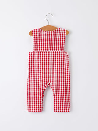 Christmas Smocking Embroidered Christmas Tree Plaid Plaid Baby Boy Romper