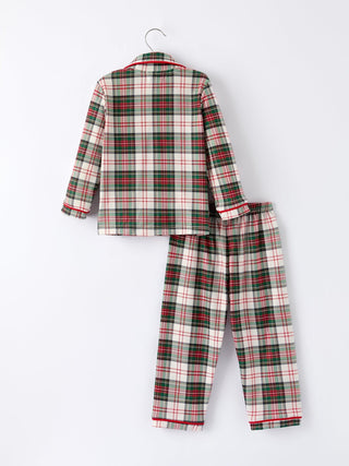 Toddler Girls Christmas long sleeves Plaid Set with Santa Applique Pajamas Rylee Faith Designs Size: 2