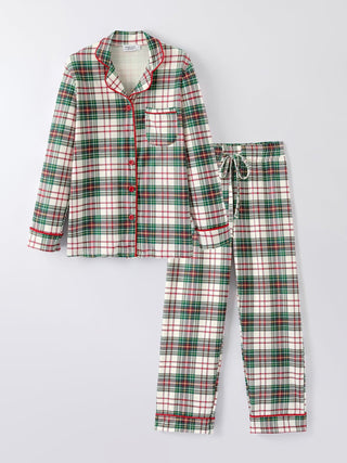 Mommy & Me Christmas Plaid Girls Pajamas Set with Long Sleeves and Red Cuffs Pajamas Rylee Faith Designs Size: 2 style: KIDS