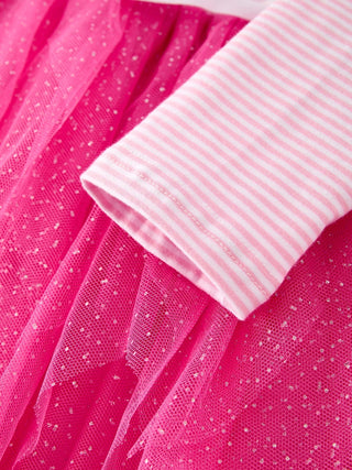 Pink Christmas Santa Applique Striped Girls Dress Dress Rylee Faith Designs Size: 2