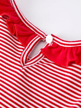 Holiday Girls Dress with Embroidered Christmas Lights and Red Bow Details Dress Rylee Faith Designs Size: 2