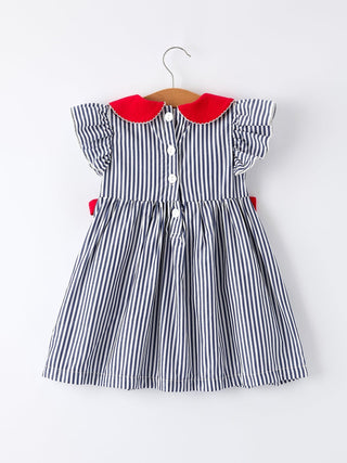Girls Baseball Team Outfit - Striped Ruffle Sleeve Dress 6 Girls Baseball Team Outfit - Striped Ruffle Sleeve Dress 6