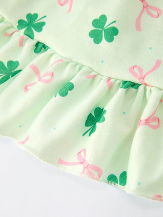 St. Patrick's Day Bow Shamrock Print Ruffles Girls Dress Dress Rylee Faith Designs Size: 2