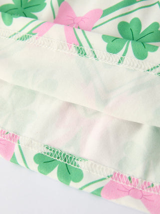 St. Patrick's Day Bow Shamrock Print Short Sleeves Girls Dress Dress Rylee Faith Designs Size: 2