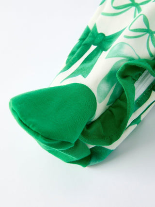 St. Patrick's Day Bow Print Long Sleeves Baby Girls Romper Romper Rylee Faith Designs Size: 3M