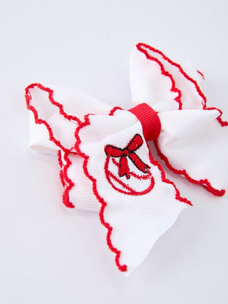 Festive Baseball Embroidered Girls Hairpin 4 Inches Bows Rylee Faith Designs Sku: ACG52082