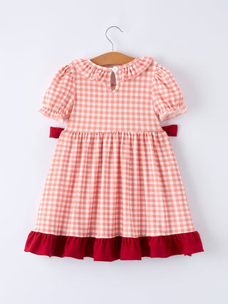 Baseball Embroidery Smocked Ruffle Plaid Girl Dress Dress Rylee Faith Designs Size: 2