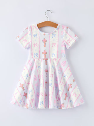 Easter Egg and Cross Print Christening Girls Dress 6