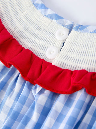 Girls Summer Strawberry Bow Embroidered Smocked Dress Dress Rylee Faith Designs Size: 2