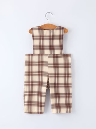 Western Horse Embroidered Smocked Plaid Baby Boy Romper Romper Rylee Faith Designs Size: 3M