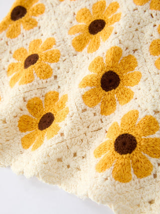 Summer Crochet Sunflower Girl Dress with Headscarf Dress Rylee Faith Designs Size: 2