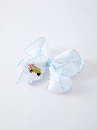 Back-to-school Truck Applique Girls Hairpin 4 Inches/6.25 inches Rylee Faith Designs
