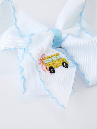 Back-to-school Truck Applique Girls Hairpin 4 Inches/6.25 inches Rylee Faith Designs