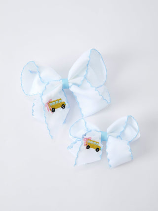 Back-to-school Truck Applique Girls Hairpin 4 Inches/6.25 inches Rylee Faith Designs