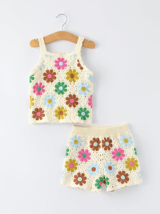 Summer Crochet Floral Girl Set Pajamas Rylee Faith Designs Size: 2