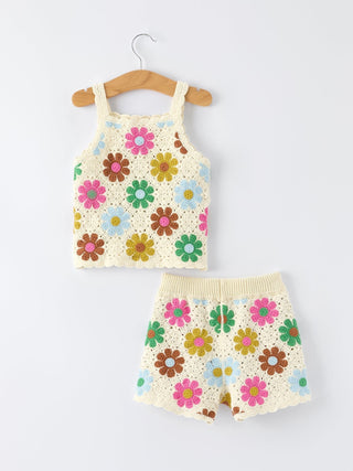 Summer Crochet Floral Girl Set Pajamas Rylee Faith Designs Size: 2