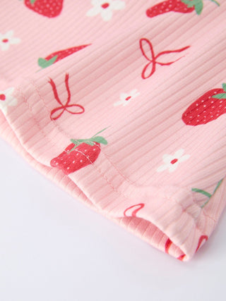 Strawberry Bow Girls Ruffle Top and Bell Bottoms Set Pajamas Rylee Faith Designs Size: 2