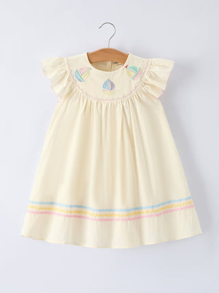 Rainbow Sailboat Embroidered Girls Dress Dress Rylee Faith Designs Size: 2