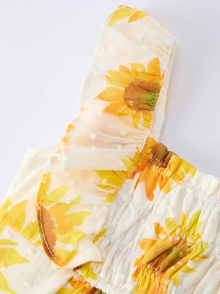 Sunflower Girls Smocked Ruffle Romper Romper Rylee Faith Designs Size: 3M