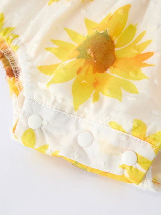 Sunflower Girls Smocked Ruffle Romper Romper Rylee Faith Designs Size: 3M