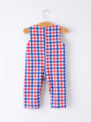 4th of July Plaid Flag Baby Boy Romper Romper Rylee Faith Designs Size: 3M