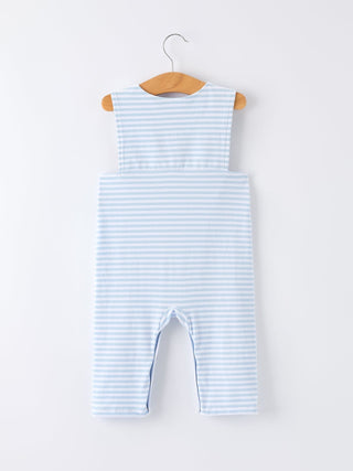 4th of July Stripe Blue Boys Romper Romper Rylee Faith Designs Size: 3M