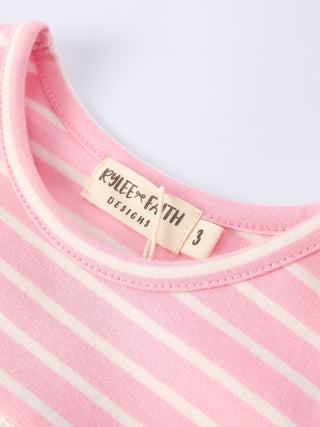 Strawberry Embroidery Pink Stripe Girl Smocked Dress Dress Rylee Faith Designs Size: 2