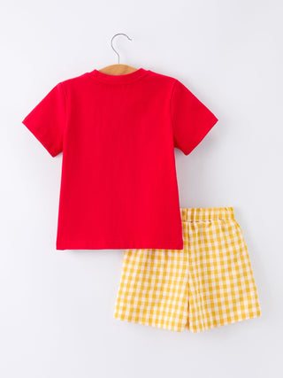 Back to School Crayon Smocked Boys Plaid Shorts Set Rylee Faith Designs