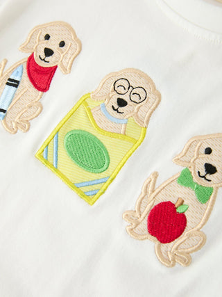 Boys Back To School Dog Plaid Short Set Applique Rylee Faith Designs