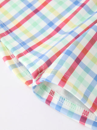 Boys Back To School Dog Plaid Short Set Applique Rylee Faith Designs