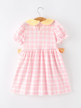 Girls Back To School Pencil Plaid Twirl Dress Bow Petals Collar Rylee Faith Designs