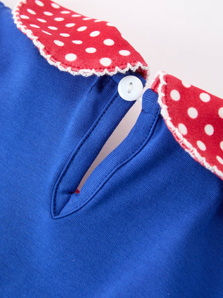 Girls Back To School Apple Polka Dot Petals Collar Bow Dress Rylee Faith Designs