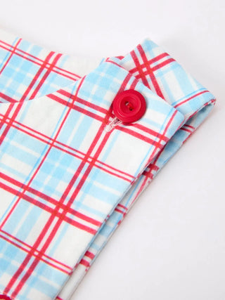 4th of July Plaid Boys Smocked Flag Button Strap Romper Romper Rylee Faith Designs Size: 3M