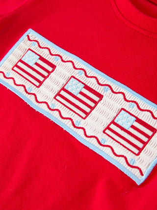 4th of July Flag Boys Short Sleeve Top and Plaid Shorts Set Outfit Rylee Faith Designs Size: 2