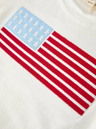 4th of July Flag Applique Boy Top and Shorts Set Outfit Rylee Faith Designs Size: 2