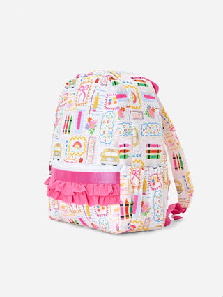Back to School Print Girls Backpack Ruffle Bag Rylee Faith Designs