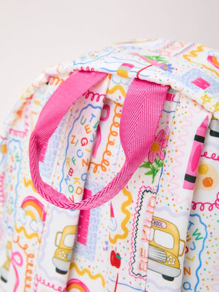 Back to School Print Girls Backpack Ruffle Bag Rylee Faith Designs