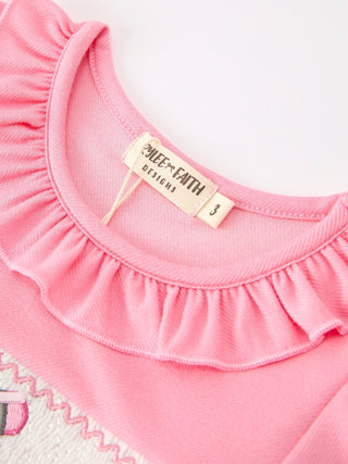 Back To School Embroidery Girls Dress Bow Ruffle Puff Sleeve Rylee Faith Designs