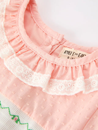 Western Horse Embroidery Girls Lace Petals Collar Puff Sleeve Dress Dress Rylee Faith Designs Size: 2