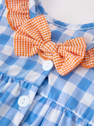 Summer Whale Embroidery Girls Plaid Ruffle Collar Dress Dress Rylee Faith Designs Size: 2