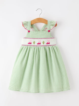 Western Boots Cactus Girls Dress Stripe