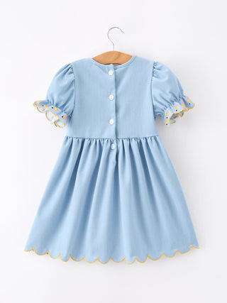 Back to School Pencil Applique Girl Dress Scallop Hem Rylee Faith Designs