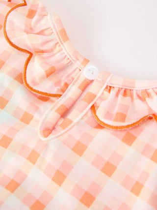 Halloween Pumpkin Plaid Bow Girls Dress