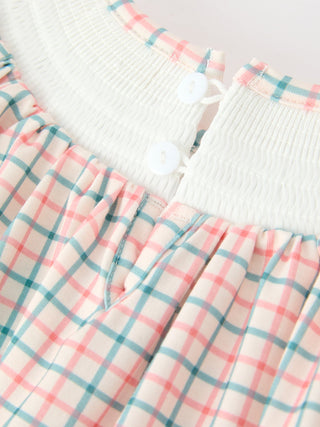 Girls Christmas Plaid Smocked Bloomers Set with Tree Embroidery Rylee Faith Designs