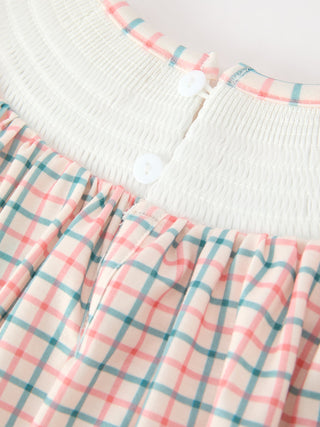 Girls Christmas Smocked Plaid Dress with Tree Embroidery Rylee Faith Designs